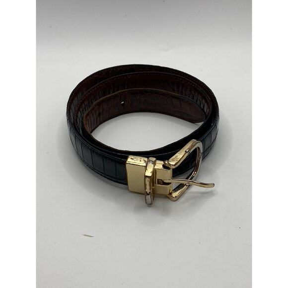 LAUREN RALPH LAUREN Women’s Black-Brown Animal Print Reversible Belt SZ OS - Picture 1 of 10